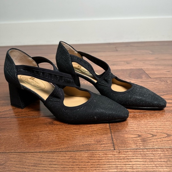 Browns Couture Delphina Black Sparkle Block Heel Shoe - Picture 2 of 9